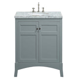 Eviva New York 24 in. W x 21.6 in. D x 32.6 in. H Bathroom Vanity in Gray with White Carrara Marble Top with White Sink