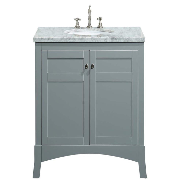 Eviva New York 24 in. W x 21.6 in. D x 32.6 in. H Bathroom Vanity in Gray with White Carrara Marble Top with White Sink
