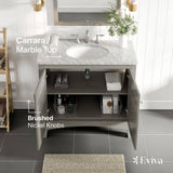 Eviva New York 36 in. W x 22 in. D x 34 in. H Bathroom Vanity in Gray with White Carrara Marble Top with White Sink