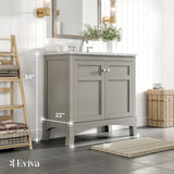 Eviva New York 36 in. W x 22 in. D x 34 in. H Bathroom Vanity in Gray with White Carrara Marble Top with White Sink