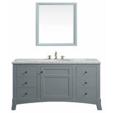 Eviva New York 42 in. W x 21.6 in. D x 32.6 in. H Bathroom Vanity in Gray with White Carrara Marble Top with White Sink