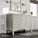 Eviva New York 48 in. W x 22 in. D x 34 in. H Bathroom Vanity in Gray with White Carrara Marble Vanity Top with White Sink