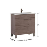 Eviva Cup 31.50 in. W x 18 in. D x 34 in. H Bath Vanity in Medium Oak with White Ceramic Top with White Sink