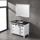 Eviva Dallas 42 in. W x 22 in. D x 34 in. H Bath Vanity in White with Black Granite Top with Black Sink