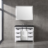 Eviva Dallas 42 in. W x 22 in. D x 34 in. H Bath Vanity in White with Black Granite Top with Black Sink