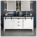 Eviva Dallas 72 in. W x 22 in. D x 34 in. H Double Bath Vanity in White with Black Granite Top with Black Sinks