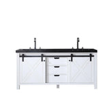 Eviva Dallas 72 in. W x 22 in. D x 34 in. H Double Bath Vanity in White with Black Granite Top with Black Sinks
