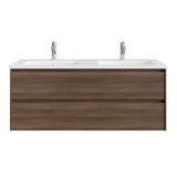 Eviva Bloom 48 in. W x 18 in. D x 34 in. H Double-Sink Floating Bath Vanity in Walnut with White Porcelain Top