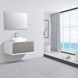 Santa Monica 36 in. W x 22 in. D x 16 in. H Sigle Bathroom Vanity in Gray with White Vessel Sink
