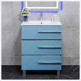 Eviva Olivia 28 in. W x 14 in. D x 34 in. H Single Sink Freestanding Bath Vanity in Blue with White Porcelain Top