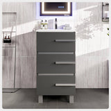 Eviva Deluxe 20 in.W x 18 in.D x 34in.H Single Freestanding Bath Vanity in Gray with White Porcelain Integrated Sink Top