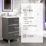 Eviva Deluxe 20 in.W x 18 in.D x 34in.H Single Freestanding Bath Vanity in Gray with White Porcelain Integrated Sink Top