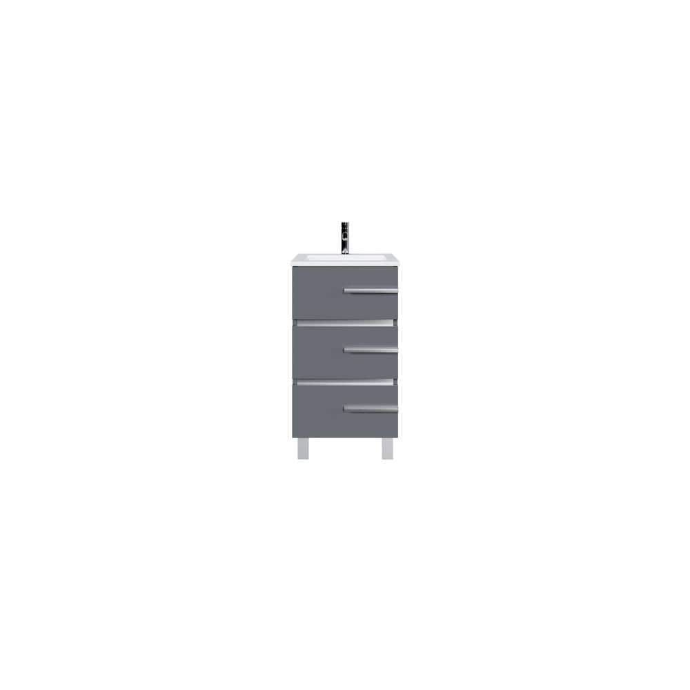 Eviva Deluxe 20 in.W x 18 in.D x 34in.H Single Freestanding Bath Vanity in Gray with White Porcelain Integrated Sink Top