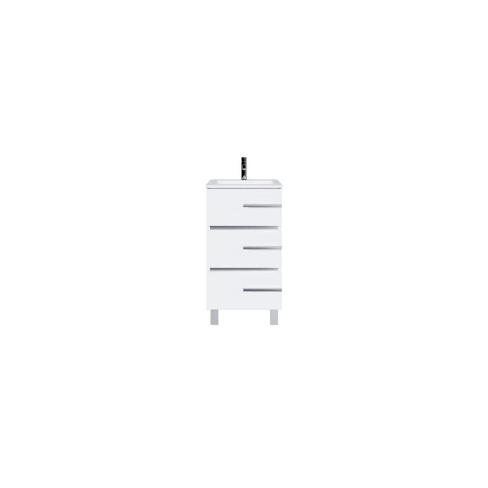 Eviva Deluxe 20 in. W. x 18 in. D x 34 in. H Single Freestanding Bath Vanity White, White Porcelain Integrated Sink Top