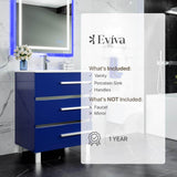 Eviva Deluxe 24 in. W x 18 in. D x 34 in. H Single Freestanding Bath Vanity in Blue White Porcelain Integrated Sink Top