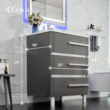 Eviva Deluxe 24 in.W x 18 in.D x 34in.H Single Freestanding Bath Vanity in Gray with White Porcelain Integrated Sink Top