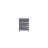 Eviva Deluxe 24 in.W x 18 in.D x 34in.H Single Freestanding Bath Vanity in Gray with White Porcelain Integrated Sink Top