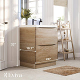 Eviva Smiley 24 in. W x 17 in. D x 34 in. H Freestanding Bath Vanity in White Oak with White Acrylic Top