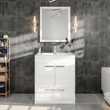 Eviva Lugano 24 in. W x 19 in. D x 36 in. H Single Bath Vanity in White Oak with White Acrylic Top with White Integrated Sink