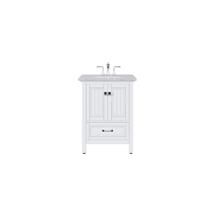 Eviva Britney 24 in. W x 22 in. D x 34 in. H Freestanding Bath Vanity in White with White Carrara Marble Top