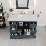 Eviva Britney 48 in. W x 22 in. D Ash Blue Single Sink Bathroom Vanity with White Carrara Quartz Top and Undermount Sinks