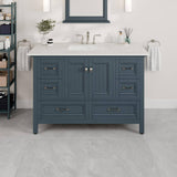 Eviva Britney 48 in. W x 22 in. D Ash Blue Single Sink Bathroom Vanity with White Carrara Quartz Top and Undermount Sinks