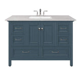 Eviva Britney 48 in. W x 22 in. D Ash Blue Single Sink Bathroom Vanity with White Carrara Quartz Top and Undermount Sinks