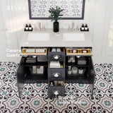 Eviva Epic 48 in. W x 22 in. D x 34 in. H Double Bathroom Vanity in Charcoal Gray with White Quartz Top and White Undermount Sinks