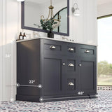 Eviva Epic 48 in. W x 22 in. D x 34 in. H Double Bathroom Vanity in Charcoal Gray with White Quartz Top and White Undermount Sinks