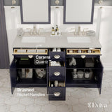 Eviva Epic 60 in. W x 22 in. D x 34 in. H Double Bathroom Vanity in Charcoal Gray with White Carrara Quartz Top and White Undermount Sinks