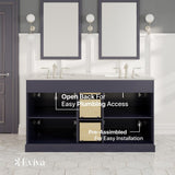 Eviva Epic 60 in. W x 22 in. D x 34 in. H Double Bathroom Vanity in Charcoal Gray with White Carrara Quartz Top and White Undermount Sinks