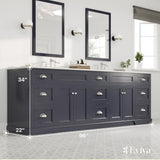 Eviva Epic 96 in. W x 22 in. D x 34 in. H Double Bathroom Vanity in Charcoal Gray with White Quartz Top and White Undermount Sinks