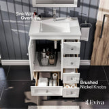 Eviva Acclaim 24 in. W x 22 in. D x 34 in. H Bath Vanity in White with White Quartz Top with White Sink