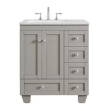 Eviva Acclaim 28 in. W x 22 in. D x 34 in. H Bath Single Vanity in Gray with White Carrara Marble Top with White Sink