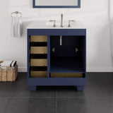 Eviva Acclaim 30 in. W x 22 in. D x 34 in. H Blue Bathroom Vanity with White Carrara Marble Top and White Undermount Sink