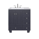 Eviva Acclaim 30 in. W x 22 in. D x 34 in. H Single Sink Freestanding Bath Vanity in Dark Gray with White Carrara Quartz Top