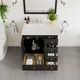 Eviva Acclaim 30 in. W x 22 in. D x 34 in. H Bath Vanity in Espresso with White Carrara Marble Top and White Sink
