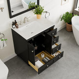 Eviva Acclaim 30 in. W x 22 in. D x 34 in. H Bath Vanity in Espresso with White Carrara Marble Top and White Sink
