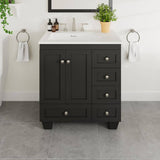 Eviva Acclaim 30 in. W x 22 in. D x 34 in. H Bath Vanity in Espresso with White Carrara Marble Top and White Sink
