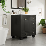 Eviva Acclaim 30 in. W x 22 in. D x 34 in. H Bath Vanity in Espresso with White Carrara Marble Top and White Sink