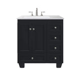 Eviva Acclaim 30 in. W x 22 in. D x 34 in. H Bath Vanity in Espresso with White Carrara Marble Top and White Sink