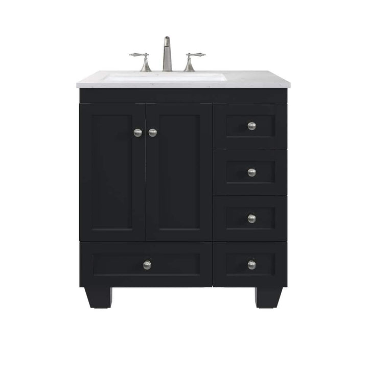 Eviva Acclaim 30 in. W x 22 in. D x 34 in. H Single Sink Freestanding Bath Vanity in Espresso with White Carrara Quartz Top