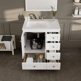 Eviva Acclaim 30 in. W x 22 in. D x 33.8 in. H Single Sink Freestanding Bath Vanity in White with White Carrara Quartz Top