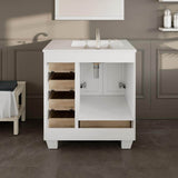 Eviva Acclaim 30 in. W x 22 in. D x 34 in. H White Bathroom Vanity with Carrara Marble Top and White Undermount Sink