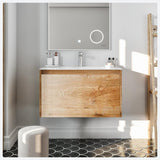Eviva Madeira 36 in. W x 18 in. D x 18 in. H Single Bathroom Vanity in Oak with White Acrylic Top and White Integrated Sink