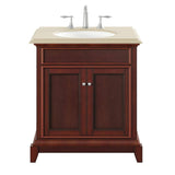 Eviva Elite Princeton 30 in. W x 23.5 in. D x 33.7 in. H Single-Sink Freestanding Bath Vanity in Teak with Cream Marble Top