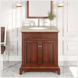 Eviva Elite Princeton 30 in. W x 23.5 in. D x 33.7 in. H Single-Sink Freestanding Bath Vanity in Teak with Cream Marble Top