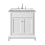 Eviva Elite Princeton 30 in. W x 23.5 in. D x 33.75 in. H Freestanding Bath Vanity in White with White Carrara Marble Top