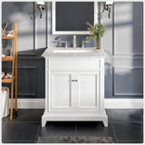 Eviva Elite Princeton 30 in. W x 23.5 in. D x 33.75 in. H Freestanding Bath Vanity in White with White Carrara Marble Top