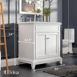 Eviva Elite Princeton 30 in. W x 23.5 in. D x 33.75 in. H Freestanding Bath Vanity in White with White Carrara Marble Top